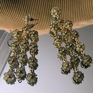 Joe Fresh Gold and Green Floral Earrings